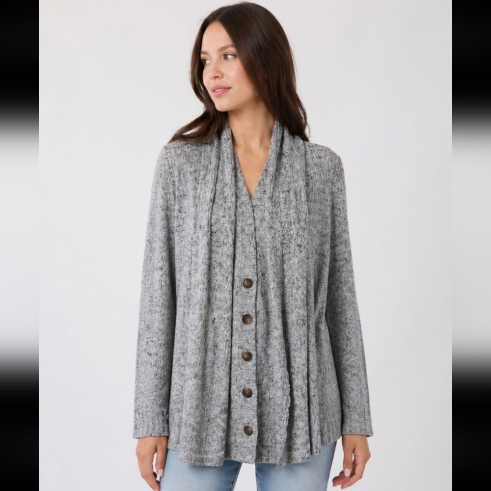 Charter Club Button sweater With Scarf Large